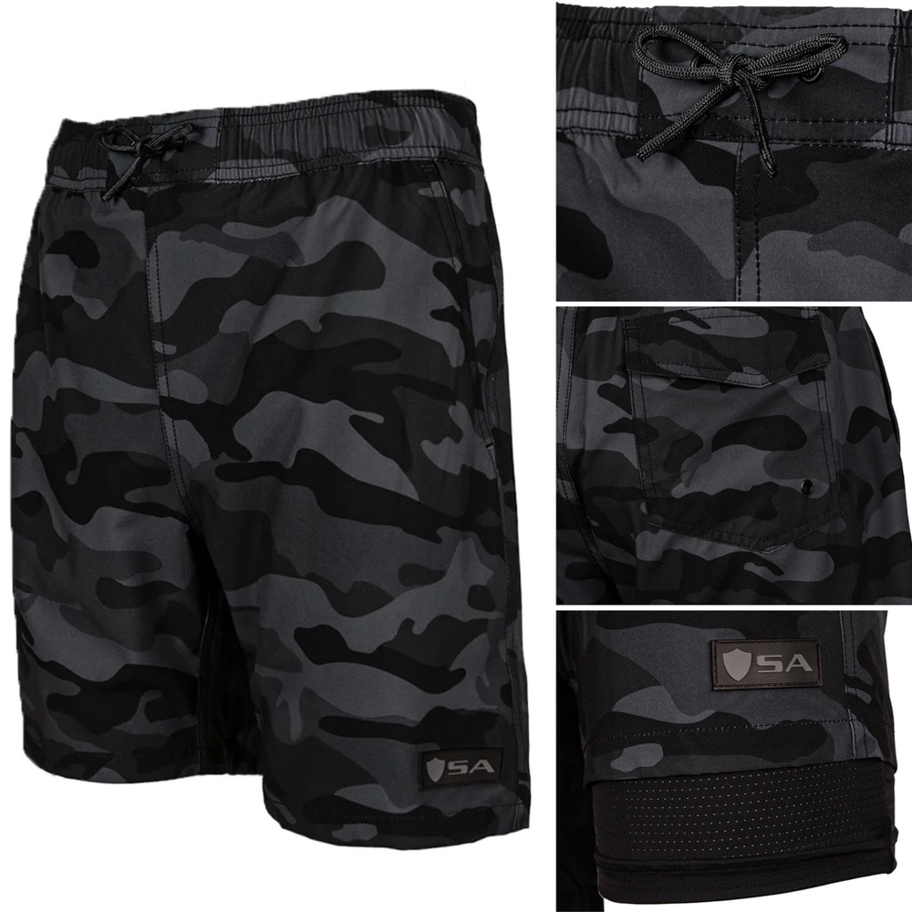 Gray Camo with Mesh Lining Swim Trunks / Shorts by Soul of Adventure NWT